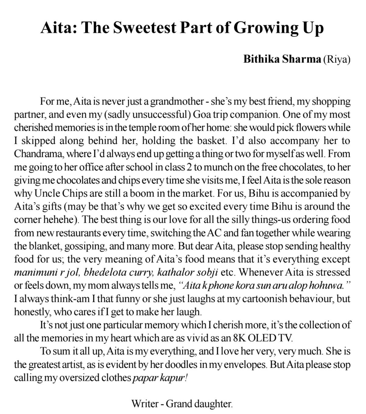 Aita: The Sweetest Part of Growing Up