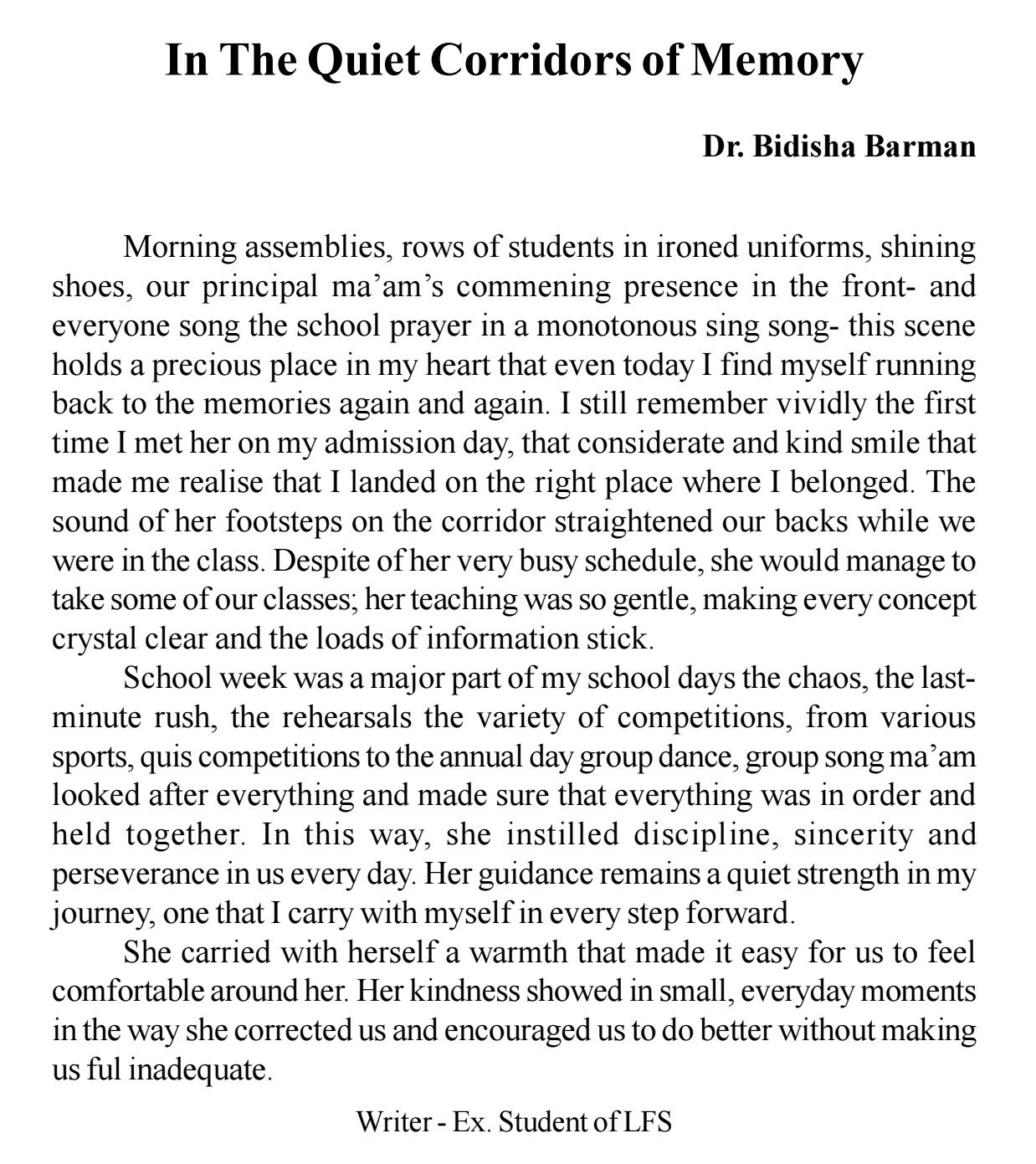 In The Quiet Corridors of Memory